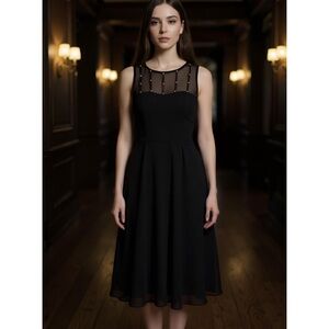 Evan Picone Black Sheer Midi Dress